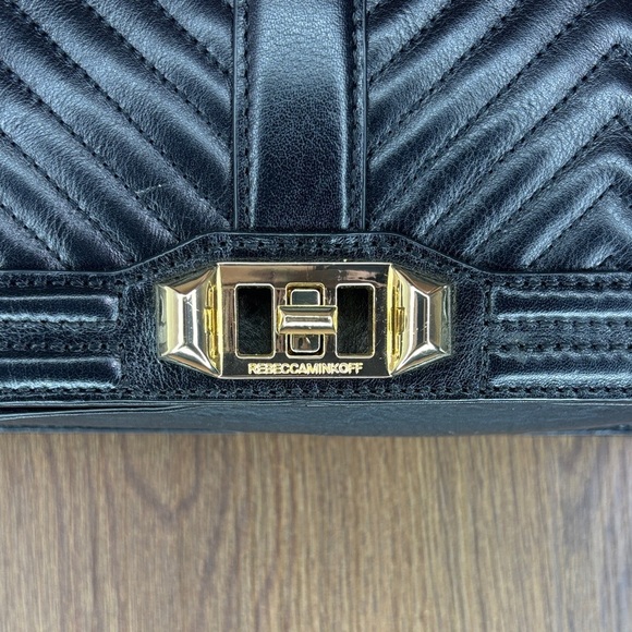 Rebecca Minkoff Black and Gold Crossbody Bag with Structured Design - Picture 6 of 16